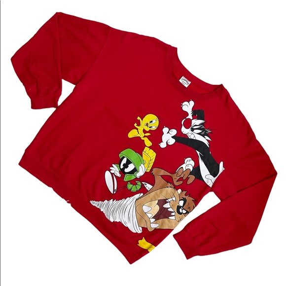Vintage Y2k Looney Tunes characters red crewneck sweater - Picture 1 of 16